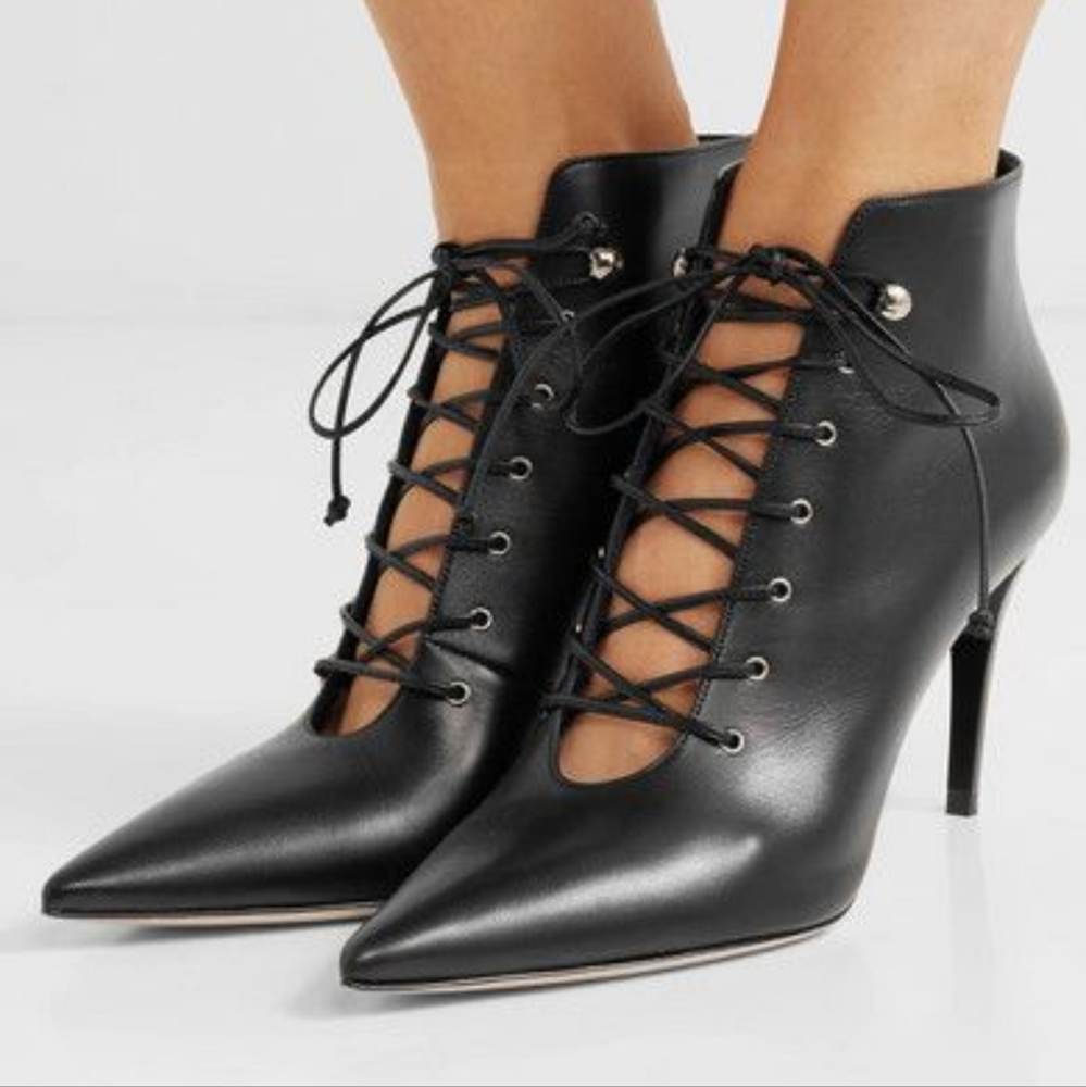 Miu Miu Prada lace-up ankle booties boots nwb 37.5
